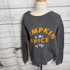 Gray Sweater with Orange pumpkin spice Print